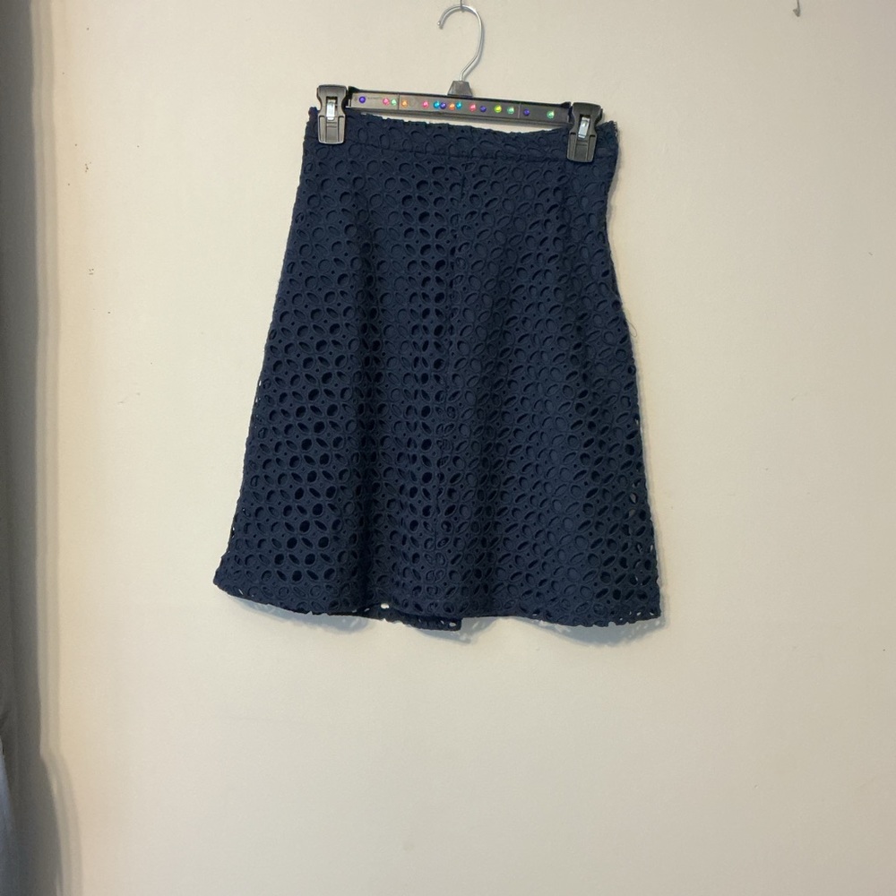 Zara Navy A-Line Lace Skirt